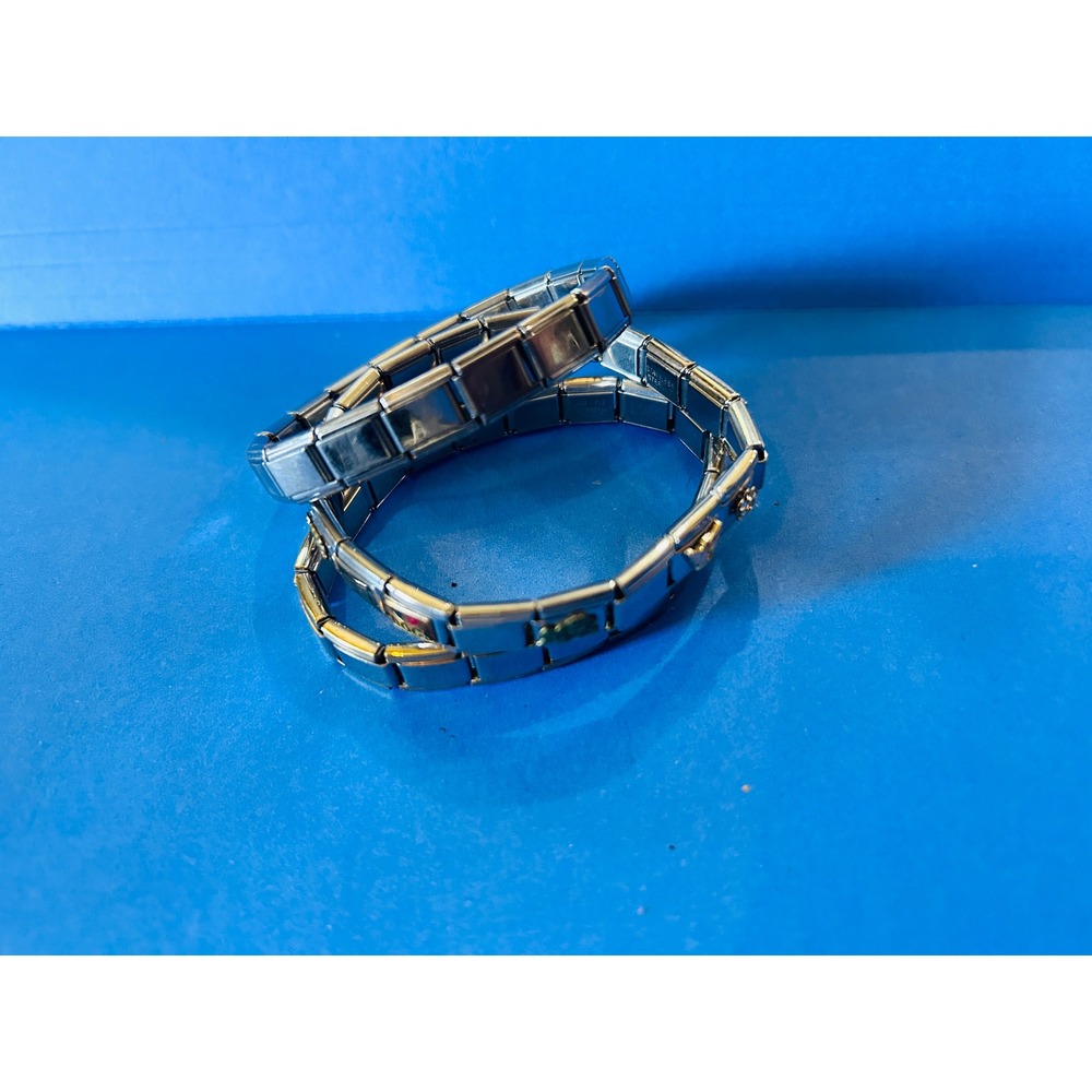 Italian Charm Bracelet Set Unisex OS Silver Excellent Y2K Modular 3pc